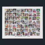 63 Square Photo Collage Grid with Text - white Faux Canvas Print<br><div class="desc">Use 63 SQUARE photos to create a personal photo collage. This modern, clean layout includes a text block in a sans serif font to add a family name or a name. The background colour can be changed in the customize area. ***For best results for this multi photo layout - crop...</div>
