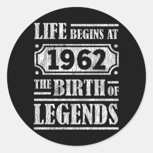 63 Year Old 1962 Birth Of Legend 63rd Birthday Classic Round Sticker