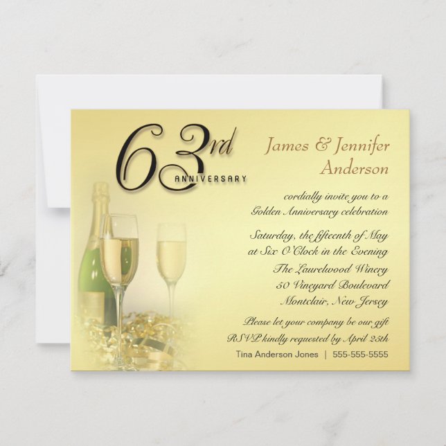 63e anniversaire du Mariage Invitations (Devant)
