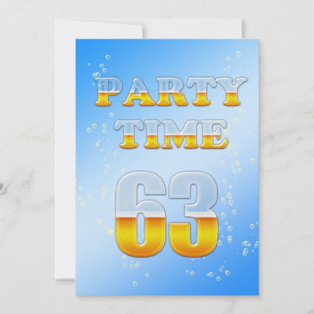 63e anniversaire invitation à la fête avec bière (Devant)