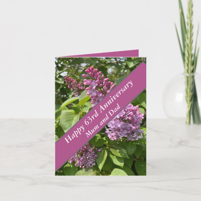 63rd Anniversary Lilac Editable Card (Front)