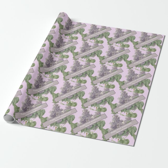 63rd Anniversary Lilac Editable Wrapping Paper (Unrolled)