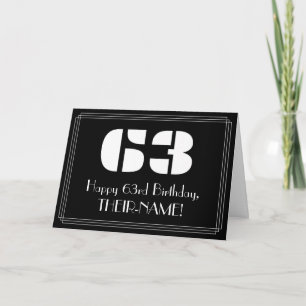63rd Birthday: Art Deco Inspired Look "63" & Name Card