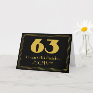 63rd Birthday: Art Deco Inspired Look "63" & Name Card