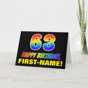 63rd Birthday: Bold, Fun, Simple, Rainbow 63 Card