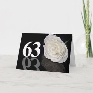 63rd Birthday Card with a classic white rose