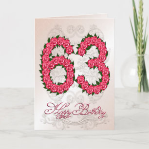 63rd birthday card with roses and leaves