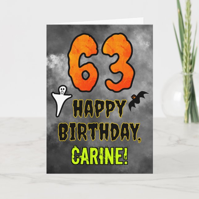 63rd Birthday: Eerie Halloween Theme + Custom Name Card (Front)