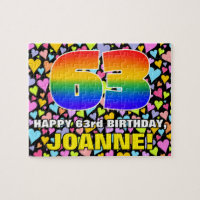 63rd Birthday — Fun, Loving Heart Shapes + “63”