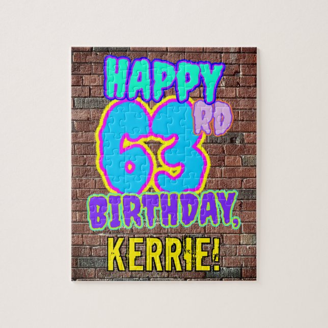 63rd Birthday ~ Fun, Urban Graffiti Inspired Look Jigsaw Puzzle (Vertical)