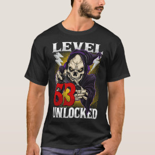 63rd Birthday Gamer Skeleton Level 63 Unlocked Gam T-Shirt