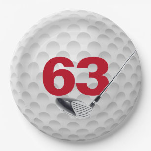 63rd Birthday Golf Ball Design  Paper Plate