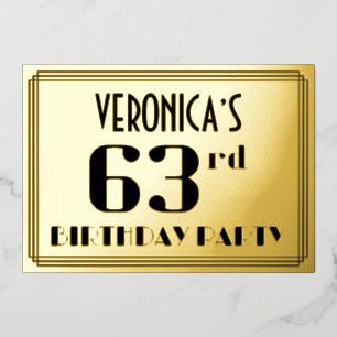 63rd Birthday Party: Art Deco Look “63” and Name