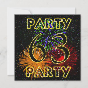 63rd birthday party invitation with fireworks