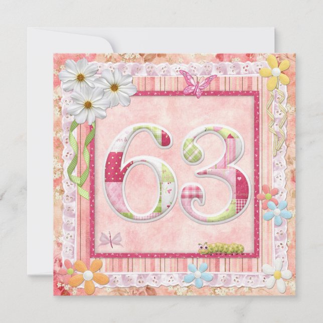 63rd birthday party scrapbooking style invitation (Front)