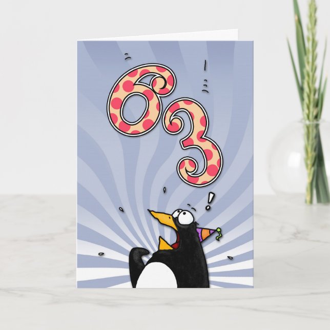 63rd Birthday - Penguin Surprise Card (Front)