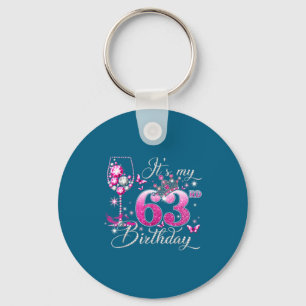 63rd birthday pink 63 years old birthday queen keychain