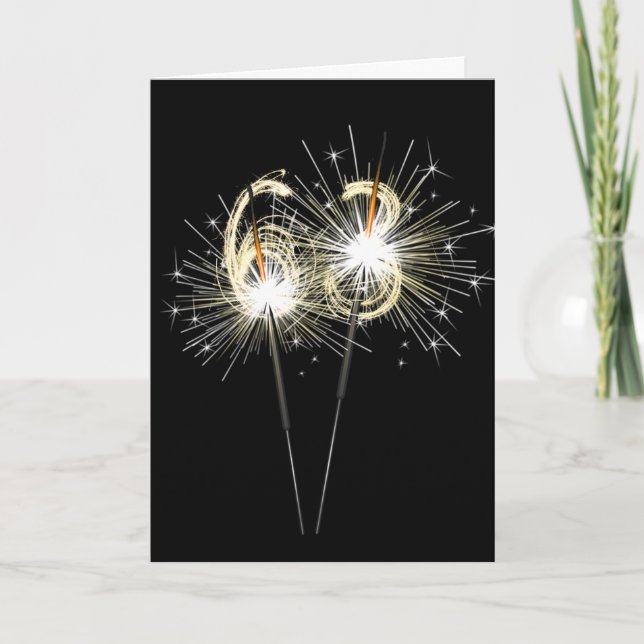 63rd Birthday Sparklers on Black  Card (Front)