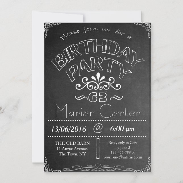 63rd Chalkboard Birthday Celebration Invitation (Front)