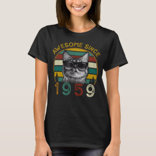 63th Bday Vintage Cat 63 Years Awesome Since 1959 T-Shirt