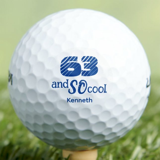 63th Birthday Gift for Him Cool 63 Fun Blue Custom Golf Balls (Creator Uploaded)