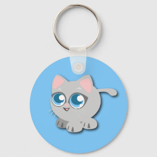 6473-baby-cat-vector CUTE BABY KITTEN CAT LIGHT PA Keychain