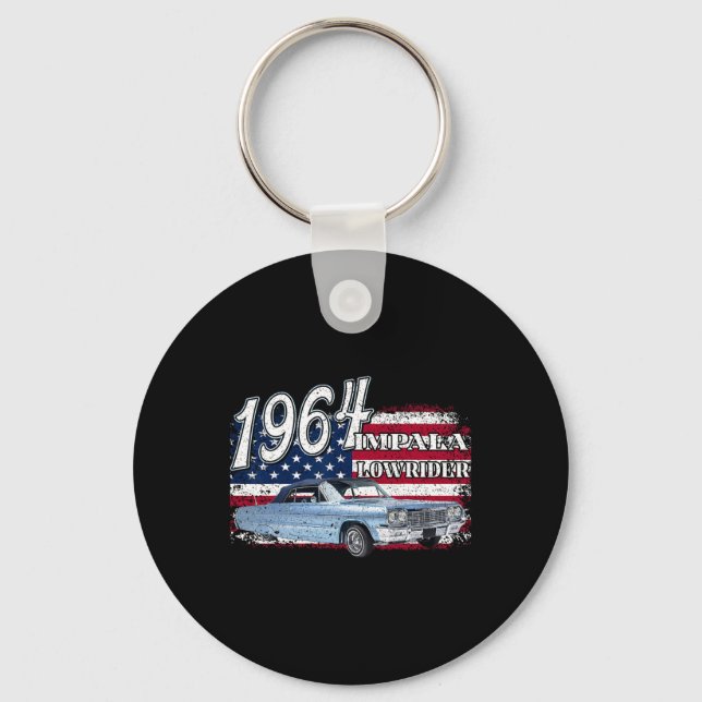 64 Impala Lowrider Ss 4th Of July American  Keychain (Front)
