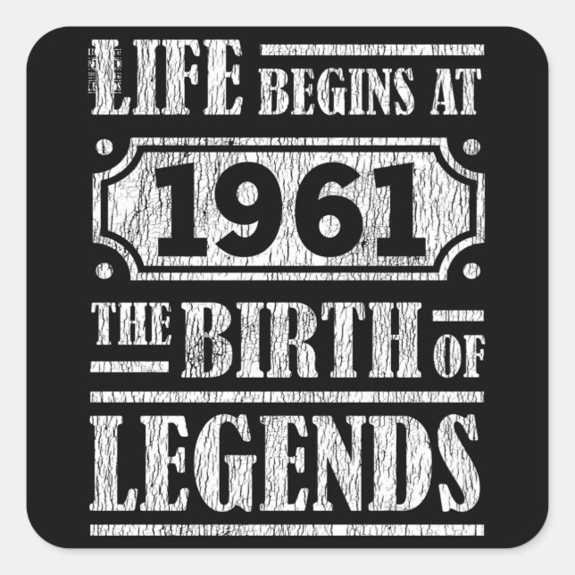 64 Year Old 1961 Birth Of Legend 64th Birthday Square Sticker (Front)