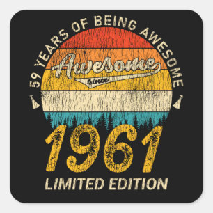 64 Year Old 1961 Retro Awesome 64th Birthday Gift Square Sticker