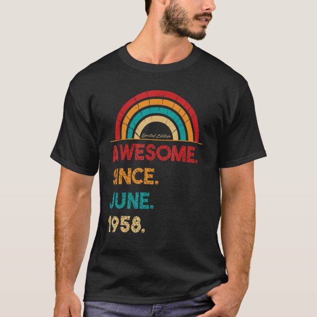 64 Year Old Awesome Since June 1958  64th Birthday T-Shirt (Front)