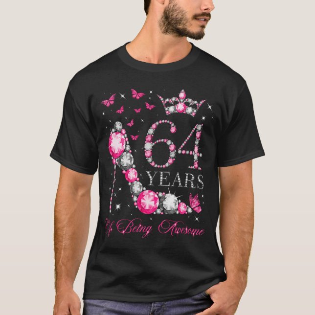64 Years Of Being Awesome Happy 64Th Diamond Crown T-Shirt (Front)