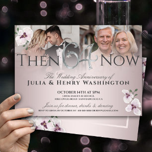64th Anniversary Elegant Orchid Then And Now Invitation