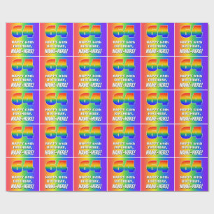 64th Birthday: Colourful, Fun Rainbow Pattern # 64 Wrapping Paper