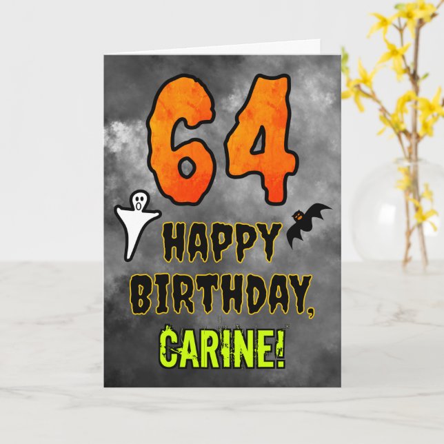 64th Birthday: Eerie Halloween Theme + Custom Name Card (Yellow Flower)