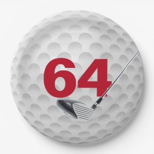 64th Birthday Golf Ball Design  Paper Plate