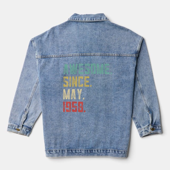 64th Birthday Men  Awesome Since May 1958  Denim Jacket (Back)