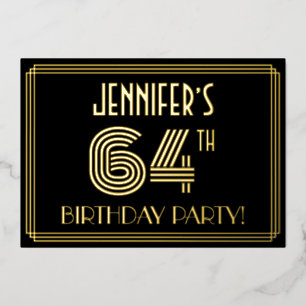 64th Birthday Party — Art Deco Style “64” + Name
