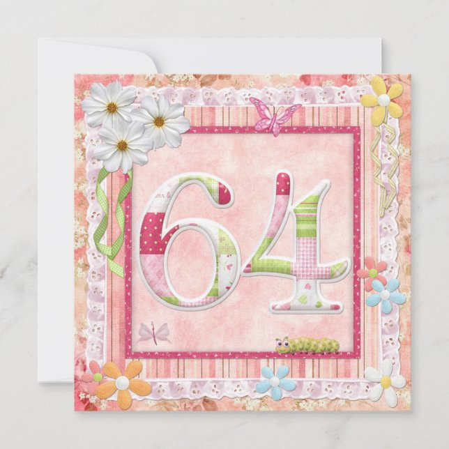 64th birthday party scrapbooking style invitation (Front)