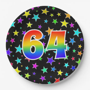 64th Event: Bold, Fun, Colorful Rainbow 64 Paper Plate