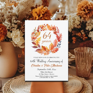 64th Wedding Anniversary Fall Floral Garland Invitation