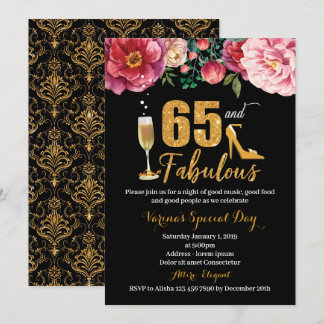 65 and Fabulous Birthday Invitation for Women
