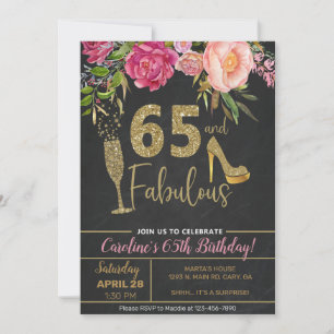 65 et fabuleuse invitation d'anniversaire pour fem