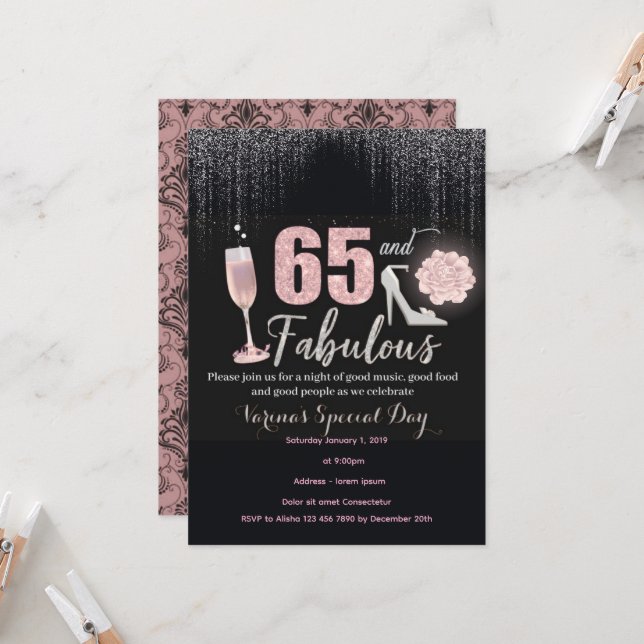 65 et fabuleuse invitation d'anniversaire pour les (Devant/Arrière en situation)