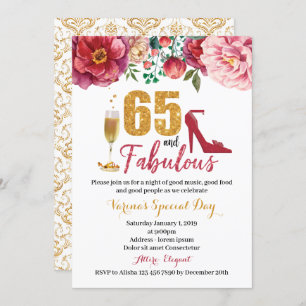 65 et fabuleuse invitation d'anniversaire pour les