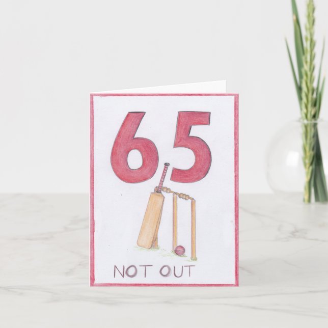 65 et pas dehors, carte d'anniversaire de cricket (Devant)