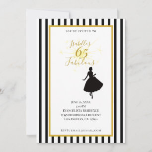 65 & Fabulous Birthday Invitation Black & Gold