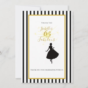 65 & Fabulous Thank You Card Black Gold