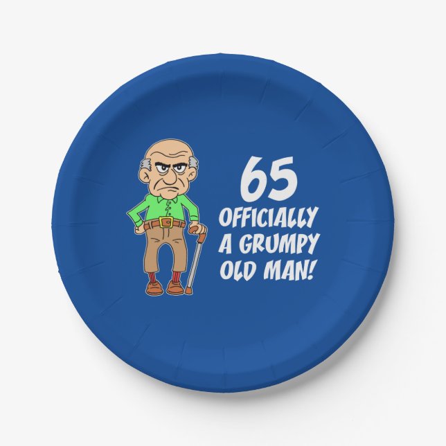 65 Officially A Grumpy Old Man Paper Plate (Front)