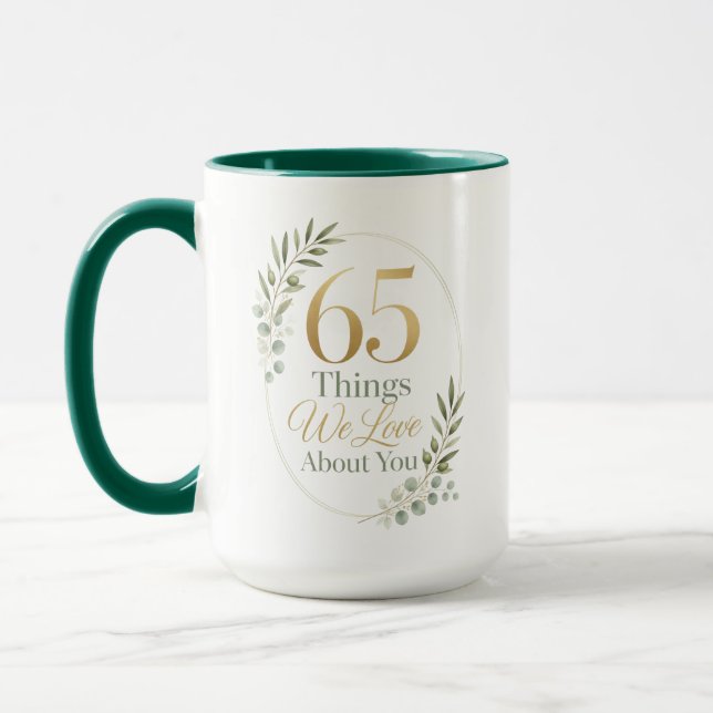 65 Things We Love About Mom Mug (Left)