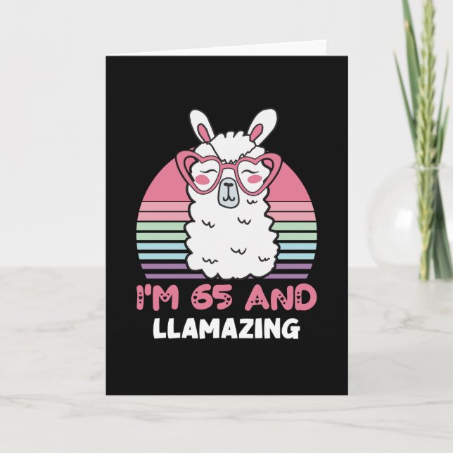 65 Year Old Bday Llamazing 65th Birthday Llama Card (Front)